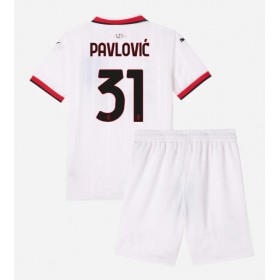 Dětské fotbalový komplet AC Milan Strahinja Pavlovic #31 Venkovní košile 2024-25 Krátkým Rukávem